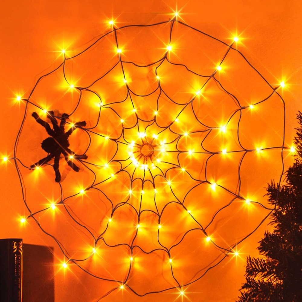 Halloween Spider Web Lights With 70LED Lights Waterproof