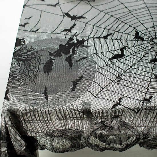 Spooky Spirits Web Lace Fabric Halloween Tablecloth, Halloween Table Cloth