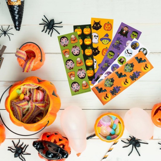Assorted Halloween Stickers for Kids, 100 Sheets with 1200 Stickers, Great for Halloween Party Favors, Treats, Décor, Classroom Crafts, Goodie Bags, Scrapbook for Boys and Girls