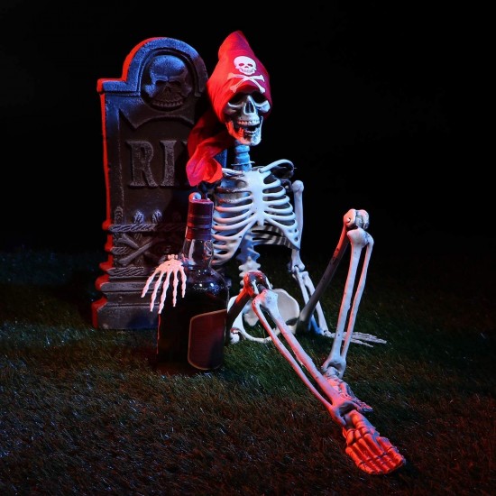 35" Posable Halloween Skeleton, Full Body Joints Plastic Skeleton with Movable/Posable Joints,Perfect for Halloween Haunted House Props Decorations Outdoor