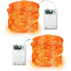Halloween Lights, 19.47ft 60 LED Fairy Lights String, 2 Modes Battery Halloween String Lights, Indoor Silver Wire Twinkle Lights for Halloween Themed Party Carnival Decorations