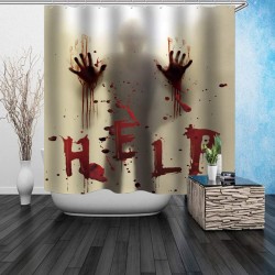 71 Inch x 71 Inch Halloween Shower Curtain Liner Window Curtains, Help Me with Bloodys Hands for Halloween Decorations Theme Decor Props Bathroom
