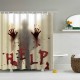 71 Inch x 71 Inch Halloween Shower Curtain Liner Window Curtains, Help Me with Bloodys Hands for Halloween Decorations Theme Decor Props Bathroom