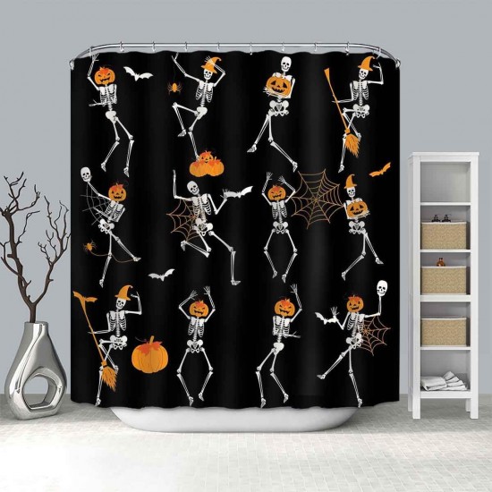 Halloween Shower Curtain, Bloody Halloween, Scary Misty Forest Crows Moonlight Black Horror, Cute Ghost Shower Curtain, Hocus Pocus, Skull Shower Curtain, Purple Witch, with 12 Hooks, 72x72 Inch