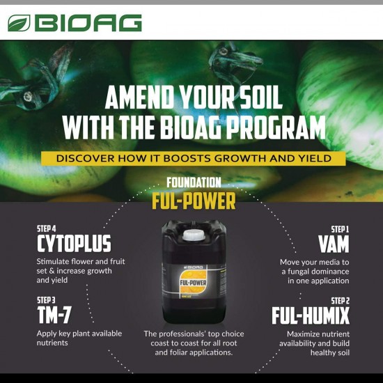 BioAg Ful-Power Liquid Organic Humic Acid Amendment | Increases Yield, Nutrient Uptake, Growth in Hydroponics, Soil, Soilless Media | Plant Food for Lawn, Hemp, Vegetables, Fruits, Flowers (2.5 gal)