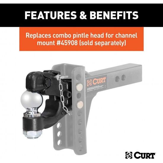 CURT 45922 Channel Mount Pintle Attachment with 2-5/16-Inch Ball, 20,000 lbs, Shank Required