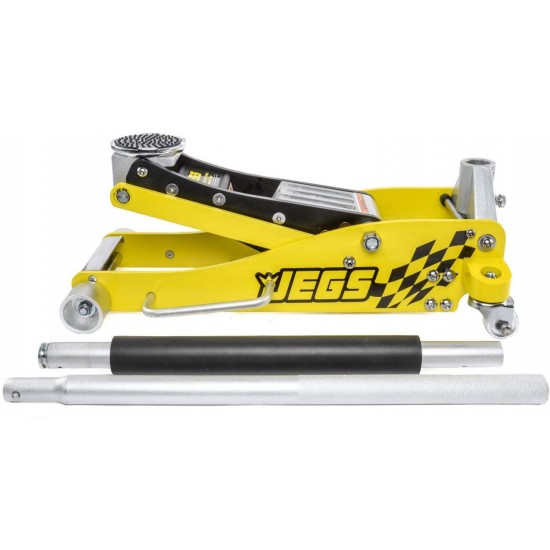 JEGS Professional Low-Profile 3-Ton Aluminum Floor Jack | 3 ½ Inch Minimum Saddle Height | Lightweight Construction | 360 Degree Rotating Saddle