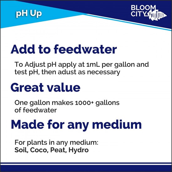 Bloom City Professional pH Up Liquid Fertilizer, 5 Gallon (640 oz)