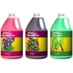 General Hydroponics Flora Grow, Bloom, Micro Combo Fertilizer, 1 gallon each, Pack of 3