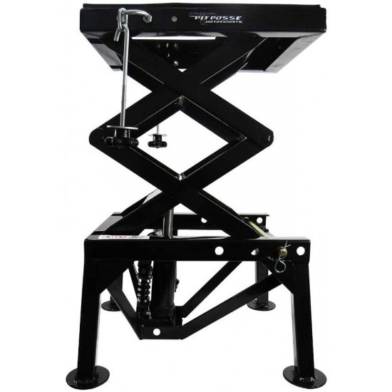 Pit Posse PP2551 Motorcycle ATV Scissor Floor Jack Lift Table Stand - 13 Inches Thru 36-Inch-High - Stable - Safe - Comfortable - 2 Years Warranty