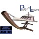 Petra Leisure 14 Ft. Wooden Arc Hammock Stand + Deluxe Quilted Double Padded Hammock Bed w/Pillow. 2 Person Bed. 450 LB Capacity(Coffee Stain/Elegant Blue Stripe)