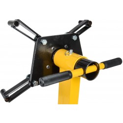 JEGS Folding Engine Stand | Yellow Finish | 1250 LBS Capacity | 360 Degree Adjustable Mounting Head | 5 Ball-Bearing Swivel Caster Wheels | Heavy-Duty Square Steel Frame