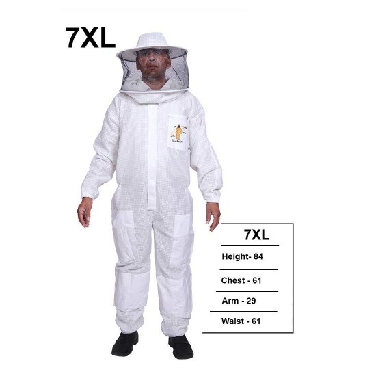 BeeAttire Ventilated Bee Suit 3 Layer Mesh Bee Protection New Light weight Ultra breeze Maximum protection for Professional Beginner beekeeper YKK zippers Full Beekeeping Costume with round hood (7XL)