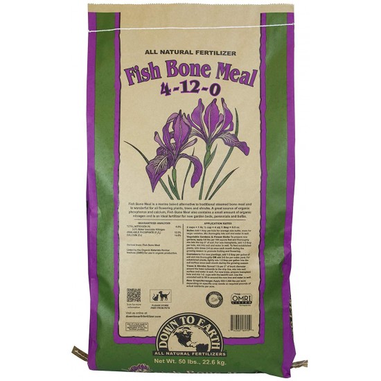 Down to Earth Organic Fish Bone Meal Fertilizer Mix 4-12-0, 50 lb