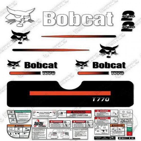 Bobcat T-770 Compact Track Loader Skid Steer Decal Kit (Straight Stripes)