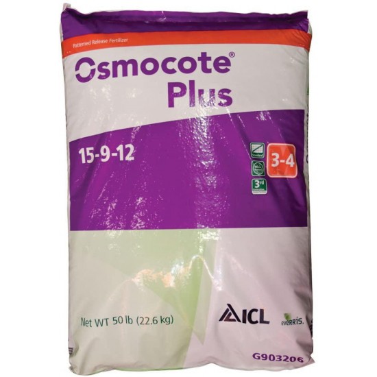 Osmocote Fertilizer 15-9-12, Slow Release 3 - 4 Months, 50lbs. Bag