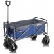 Sekey Folding Wagon Cart Collapsible Outdoor Utility Wagon Garden Shopping Cart Beach Wagon with All-Terrain Wheels, 176 Pound Capacity, Blue with Gray