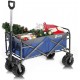 Sekey Folding Wagon Cart Collapsible Outdoor Utility Wagon Garden Shopping Cart Beach Wagon with All-Terrain Wheels, 176 Pound Capacity, Blue with Gray