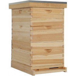 MorNon Natural Bee Hive 10 Frame Includes Frames and Foundations Wooden Beehive with Metal Roof (3-Layer)