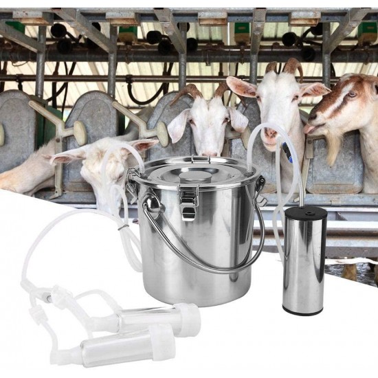 Portable Electric Milking Machine 5L Goat Milker Machine Sheep Milker for Sheep/Goat/Cow with Vacuum-Pulse Pump Stainless Steel Easy to Clean(Sheep)