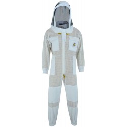 SFVG- 3X Layer Ultra Ventilated Safety with Free Gloves Protective Unisex White Fabric Mesh Beekeeping Suit Beekeeper Suit Outfit Fencing Veil