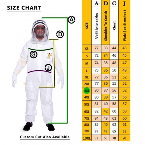 BEEATTIRE Ventilated Bee Suit with Easy Access Veil 3 Layer Mesh Bee Protection New Light Weight Ultra Breeze Max Protection for Professional Beginner Beekeeper Full Beekeeping Costume (3XL)