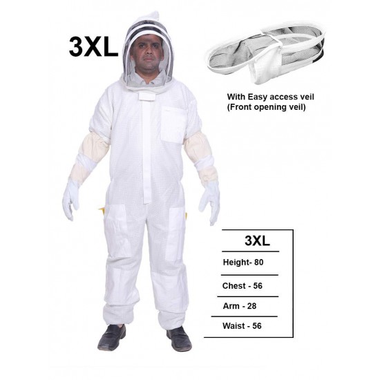 BEEATTIRE Ventilated Bee Suit with Easy Access Veil 3 Layer Mesh Bee Protection New Light Weight Ultra Breeze Max Protection for Professional Beginner Beekeeper Full Beekeeping Costume (3XL)