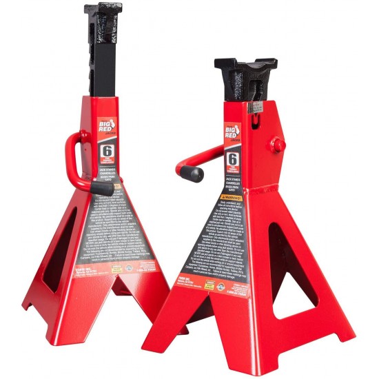 BIG RED T46202 Torin Steel Jack Stands: 6 Ton (12,000 lb) Capacity, Red, 1 Pair