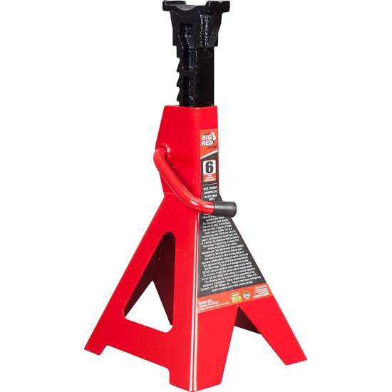 BIG RED T46202 Torin Steel Jack Stands: 6 Ton (12,000 lb) Capacity, Red, 1 Pair