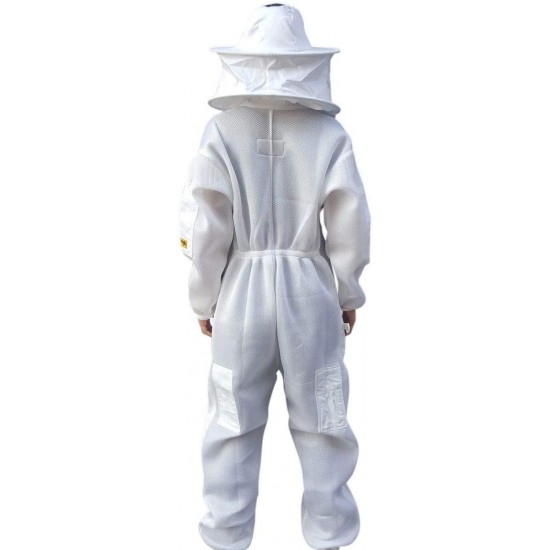 OZ ARMOUR Beekeeping Suit Ventilated Double MESH with Free Cow Hide Ventilated Gloves Fencing Style Veil (Large)