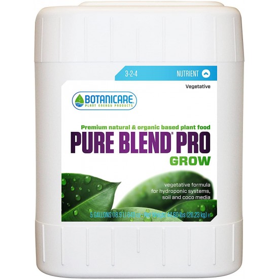 Botanicare HGC718490 Pure Blend Pro Grow Terpene Enhancing Base Nutrient Vegetative Formula 5-Gallon