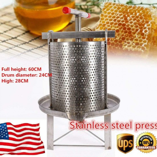 DIFU Stainless Steel Household Presser Manual Honey Press Wax Machine Beekeeping Tool with Press Rod for Wax and Honey Press USA Stock