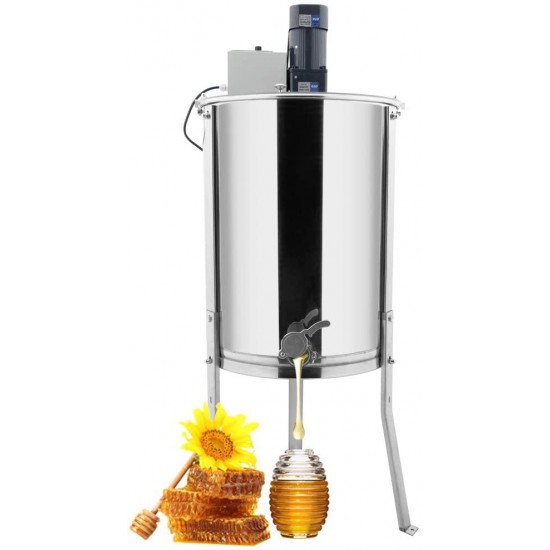 VINGLI New Electric 4 Frame Honey Extractor Separator,Food Grade Stainless Steel Honeycomb Spinner Drum with Adjustable Height Stands,Beekeeping Pro Extraction Apiary Centrifuge Equipment