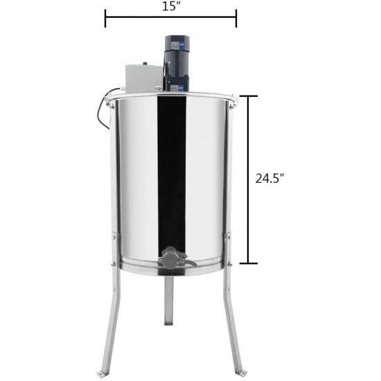 VINGLI New Electric 4 Frame Honey Extractor Separator,Food Grade Stainless Steel Honeycomb Spinner Drum with Adjustable Height Stands,Beekeeping Pro Extraction Apiary Centrifuge Equipment