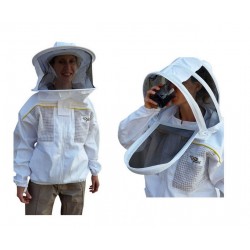 OZ ARMOUR Ventilated Poly Cotton Jacket Extra Cool Beekeeper Costume Kit with 2 Hoods Fencing/Folding & Round Brim Hat (3X-Large)