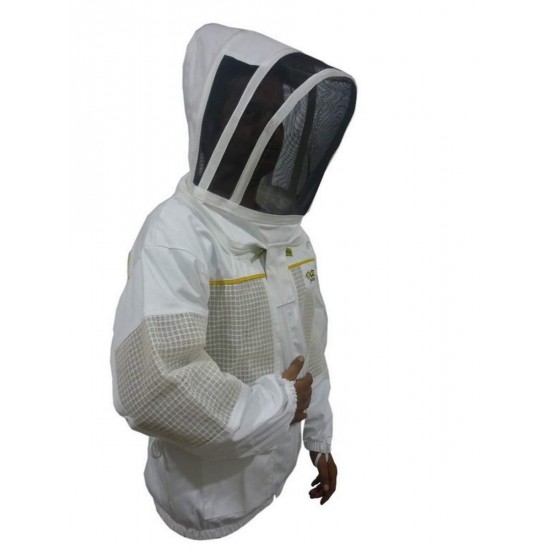 OZ ARMOUR Ventilated Poly Cotton Jacket Extra Cool Beekeeper Costume Kit with 2 Hoods Fencing/Folding & Round Brim Hat (3X-Large)