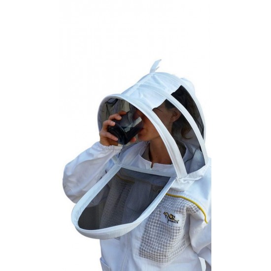 OZ ARMOUR Ventilated Poly Cotton Jacket Extra Cool Beekeeper Costume Kit with 2 Hoods Fencing/Folding & Round Brim Hat (3X-Large)