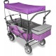 WonderFold Outdoor Push Pull Utility Folding Wagon with Removable Canopy and Foot Brakes, Heavy-Duty Collapsible Cart (Purple)