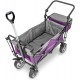 WonderFold Outdoor Push Pull Utility Folding Wagon with Removable Canopy and Foot Brakes, Heavy-Duty Collapsible Cart (Purple)