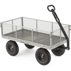 Gorilla Carts GOR1001-COM Heavy-Duty Steel Utility Cart with Removable Sides, 1000-lbs. Capacity, Gray