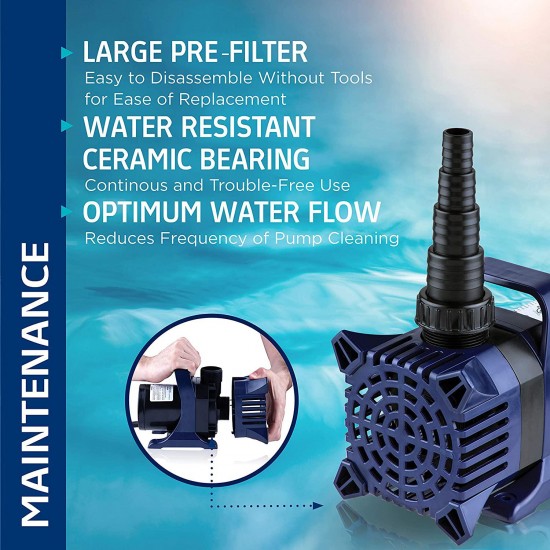 Alpine Corporation Alpine PAL2100 Cyclone Pump-2100 Fountains, Waterfalls, and Water Circulation Pond Pump, 2100 GPH, Black & Blue