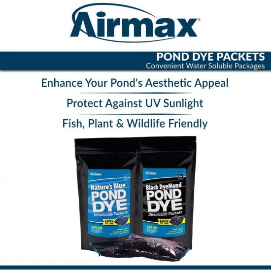 Airmax Nature's Blue Water Soluble Pond Dye Packs (WSP), Easy No Mess Application, for Ponds & Lakes, 16 WSP Pack