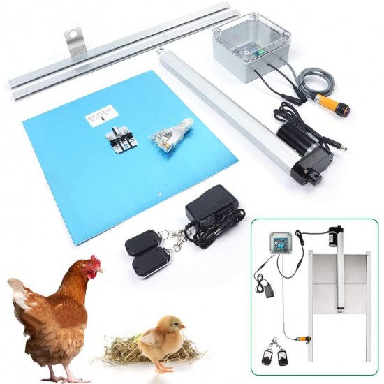 DYRABREST Chicken Coop Door Automatic Opener Kit 12V Safety Sensor Timer Operated Rainproof Outdoor with Timer Controller for Chicken Coops and Ducks