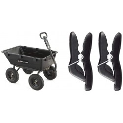 Gorilla Carts Heavy-Duty Poly Yard Dump Cart | 2-in-1 Convertible Handle, 1200 lbs Capacity | GOR6PS Model & Worx WA0235 Aerocart 2-Pack Universal Wheelbarrow Tool Holder