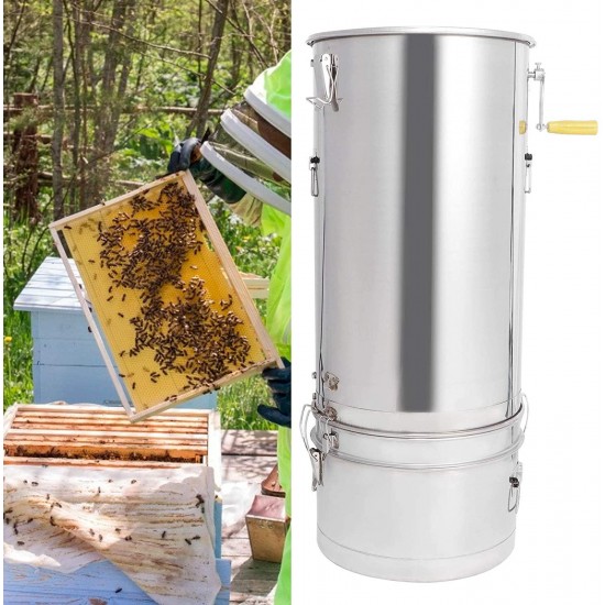 DRU 3 Frame Manual Honey Extractor, Bee Separator Extractor Stainless Steel Honeycomb Spinner Crank Beekeeping Extraction Apiary Centrifuge Equipment