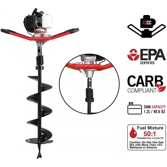 Southland SEA438 One Man Earth Auger with 43cc, 2 Cycle, Full Crankshaft Engine