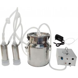 QHWJ Milking Machine for Goat and Cow,14L Electric Adjustable Speed Vacuum Portable Milk Milking Machine Kit with Milk Barrel Milk Can Brush,Cow