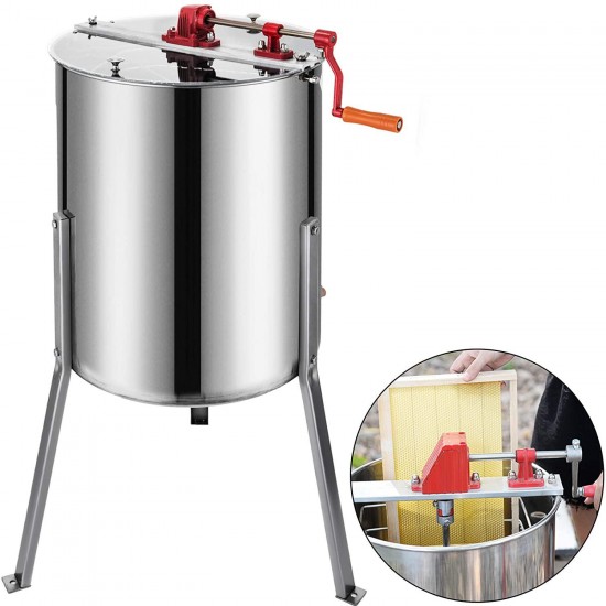 BestEquip Manual Honey Extractor Separator 4 Frame Bee Extractor Stainless Steel Honeycomb Spinner Crank. Beekeeping Extraction Apiary Centrifuge Equipment