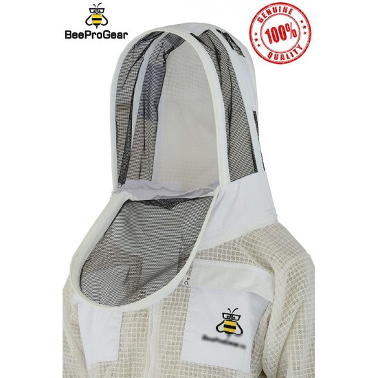 Bee Jackets JFV 3X Layers Safety - Unisex White Fabric Mesh Beekeeping Jacket - Beekeeping Fencing Veil Protective Clothing - Fully Ventilated Bee Keeping Jacket