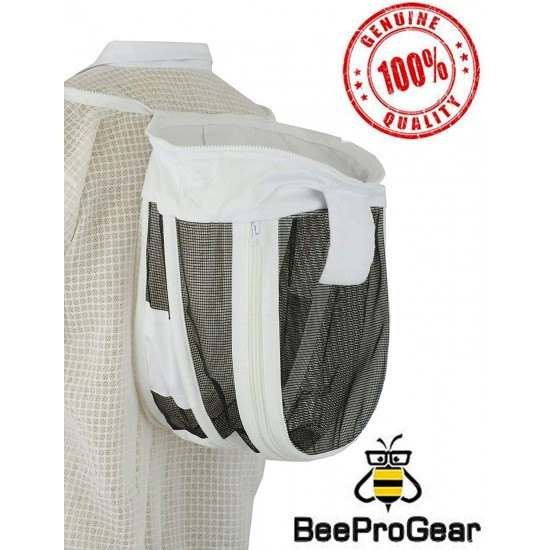 Bee Jackets JFV 3X Layers Safety - Unisex White Fabric Mesh Beekeeping Jacket - Beekeeping Fencing Veil Protective Clothing - Fully Ventilated Bee Keeping Jacket